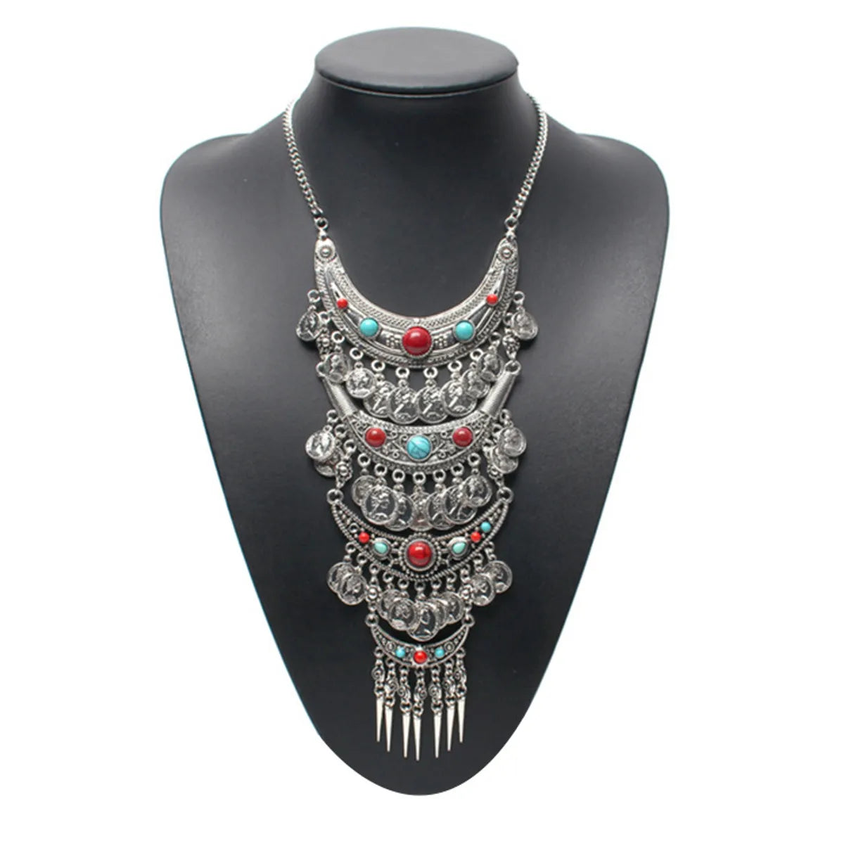 Retro Exaggerated Coin Zinc Alloy Plating Inlay Resin Women'S Long Necklace Necklace