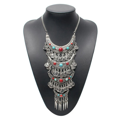 Retro Exaggerated Coin Zinc Alloy Plating Inlay Resin Women'S Long Necklace Necklace