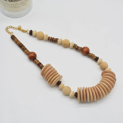 Retro Exaggerated Ethnic Style Geometric Alloy Wood Beaded Women's Necklace