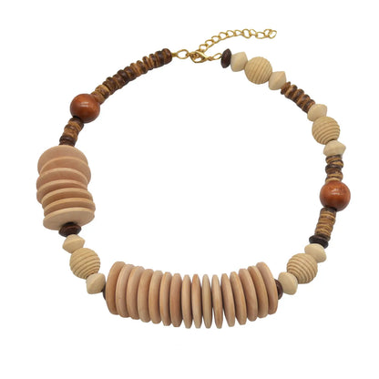 Retro Exaggerated Ethnic Style Geometric Alloy Wood Beaded Women's Necklace