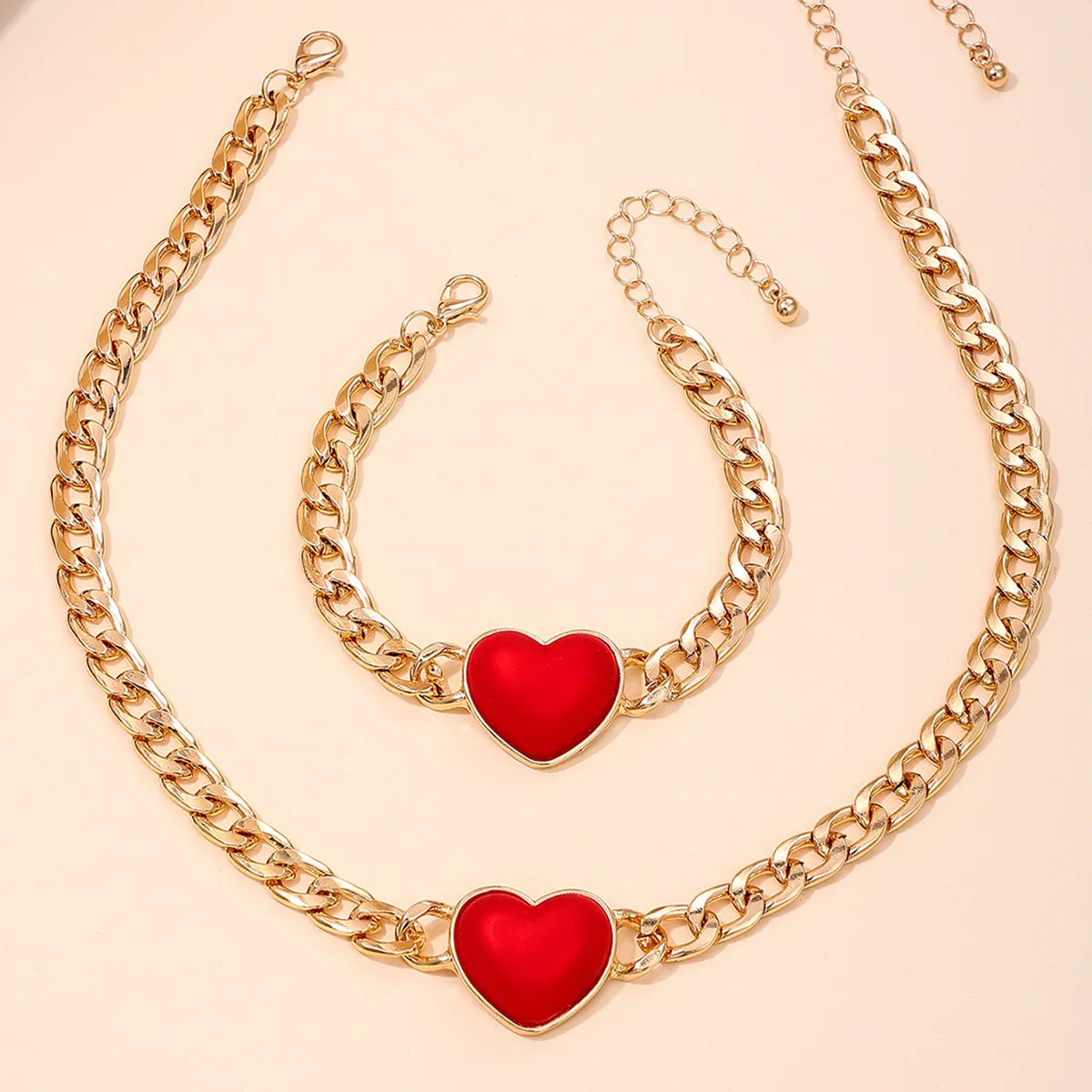 Retro Exaggerated Ethnic Style Heart Shape Alloy Plastic Women's Jewelry Set