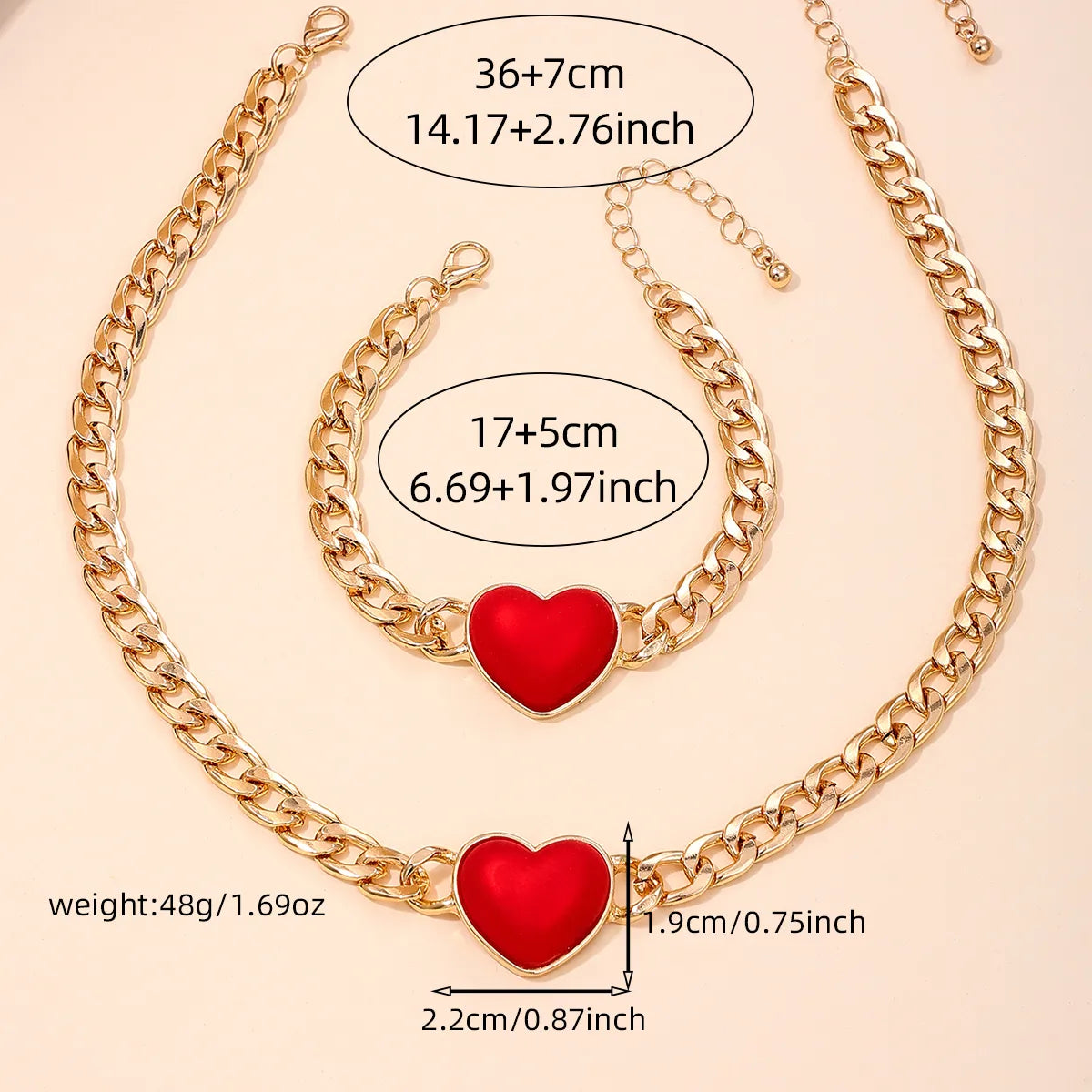 Retro Exaggerated Ethnic Style Heart Shape Alloy Plastic Women's Jewelry Set