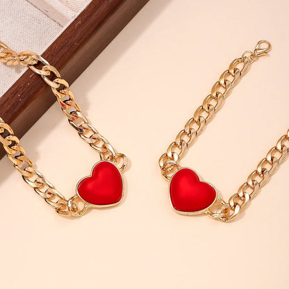 Retro Exaggerated Ethnic Style Heart Shape Alloy Plastic Women's Jewelry Set