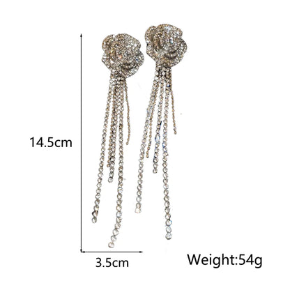 Retro Exaggerated Flower Rhinestones Alloy Wholesale Earrings Necklace