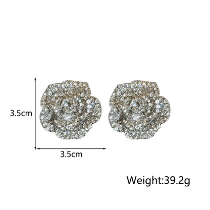 Retro Exaggerated Flower Rhinestones Alloy Wholesale Earrings Necklace