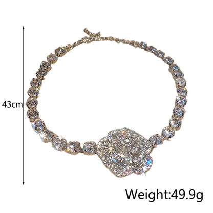 Retro Exaggerated Flower Rhinestones Alloy Wholesale Earrings Necklace