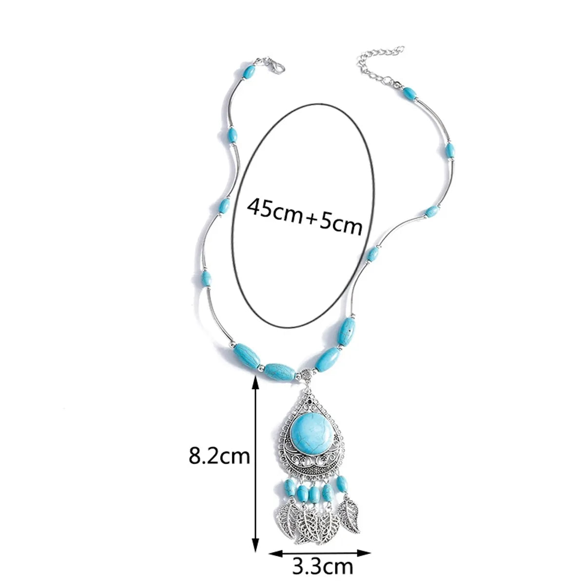 Wholesale Jewelry Retro Exaggerated Leaves Elephant Alloy Plastic Iron Turquoise Plating Hollow Out Inlay Pendant Necklace