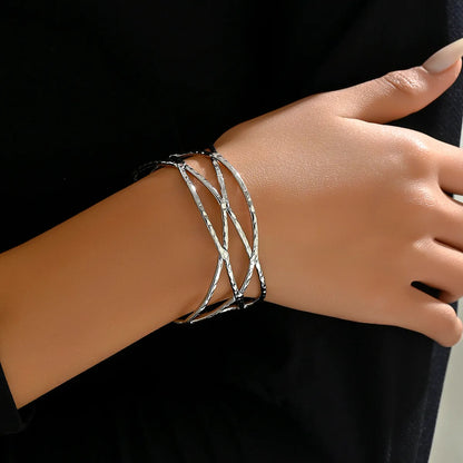 Retro Exaggerated Modern Style Irregular Lines Iron Wholesale Wide Bracelet