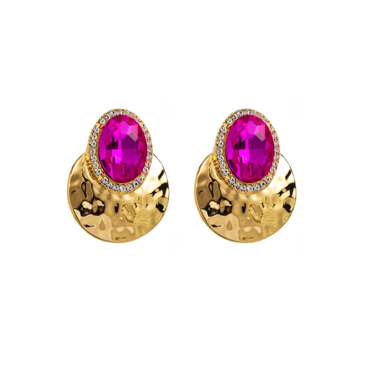 Retro Exaggerated Oval Alloy Inlay Rhinestones Gold Plated Women'S Ear Studs