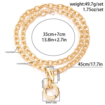 Retro Exaggerated Punk Round Ccb Alloy Aluminum Irregular Tassel Chain Women'S Pendant Necklace