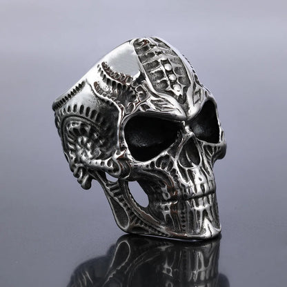 Retro Exaggerated Punk Skull 304 Stainless Steel Men'S Rings