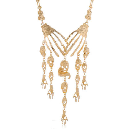 Retro Exaggerated Unforgettable Skull Alloy Plating Halloween Women'S Earrings Necklace