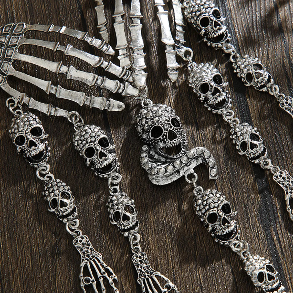 Retro Exaggerated Unforgettable Skull Alloy Plating Halloween Women'S Earrings Necklace