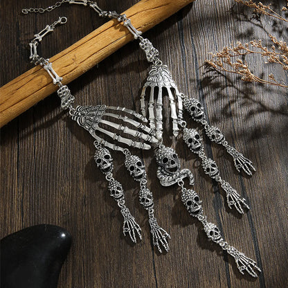 Retro Exaggerated Unforgettable Skull Alloy Plating Halloween Women'S Earrings Necklace