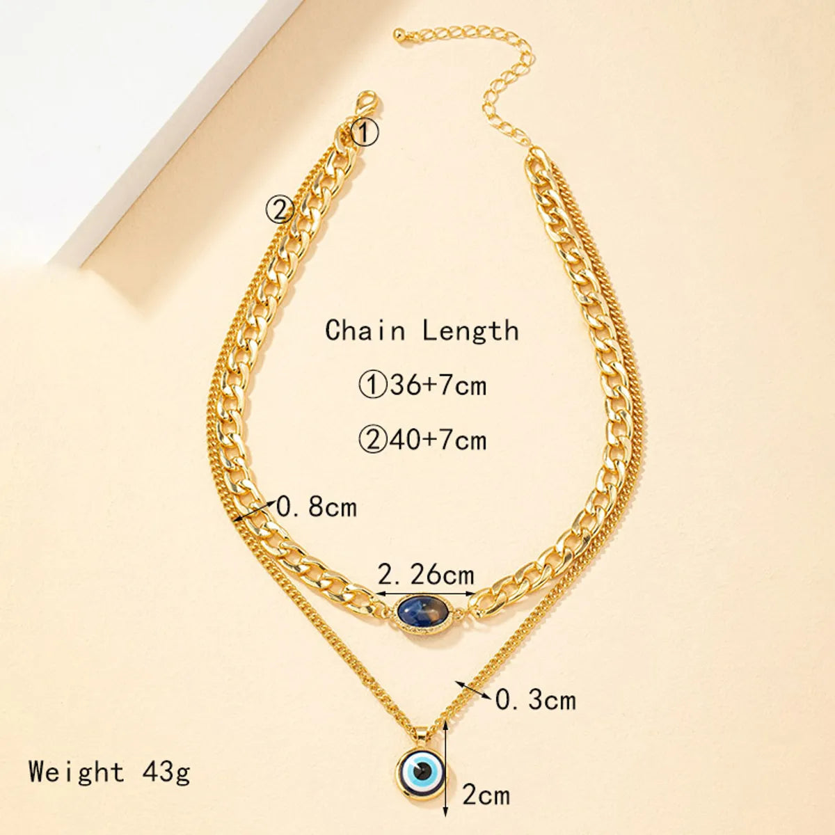 Retro Eye Alloy Plating Inlay Resin 14k Gold Plated Women's Pendant Necklace