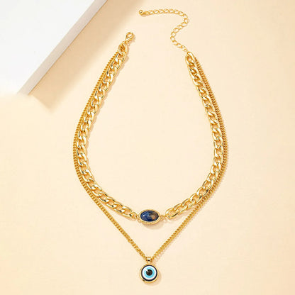 Retro Eye Alloy Plating Inlay Resin 14k Gold Plated Women's Pendant Necklace