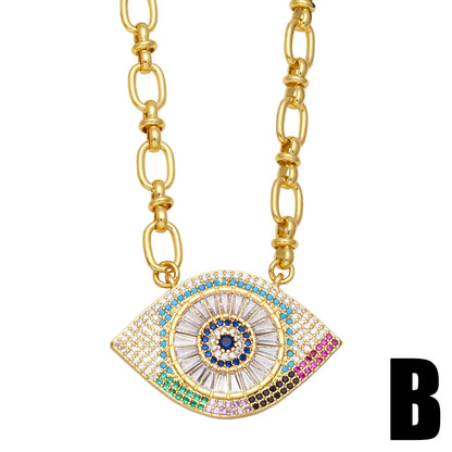 Retro Eye Copper Necklace Inlaid Zircon Zircon Copper Necklaces