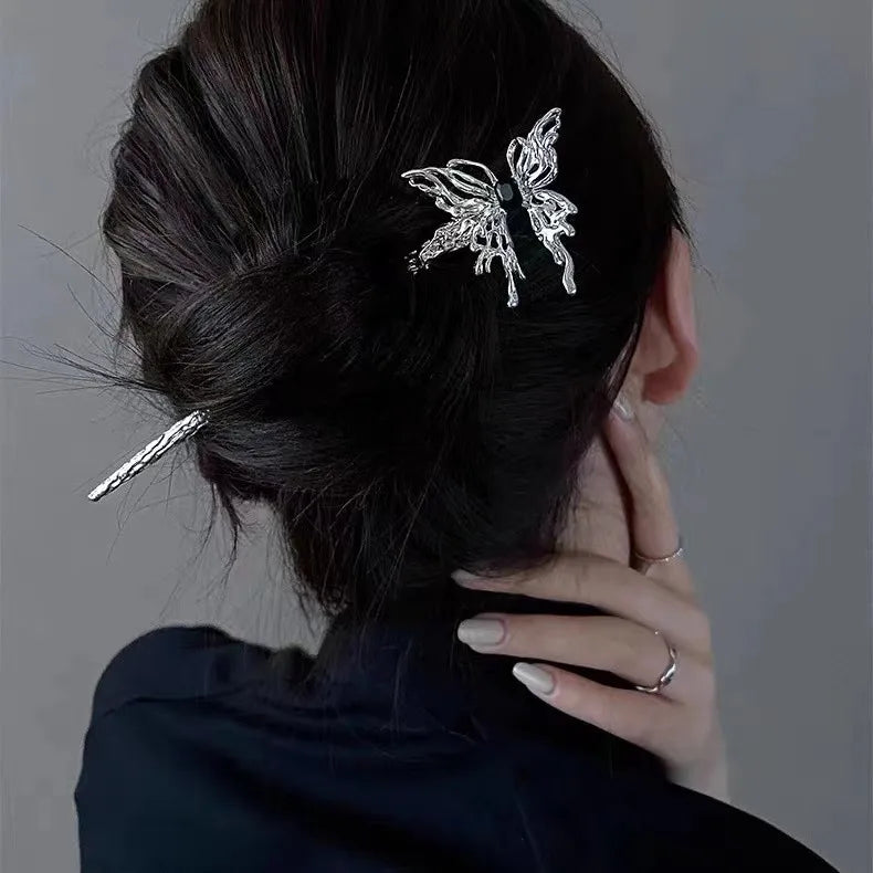 Retro Fashion Bow Knot Alloy Plating Butterfly Artificial Gemstones Hairpin