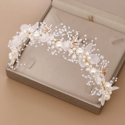 Retro Fashion Flower Alloy Inlay Artificial Crystal Artificial Pearl Hair Band