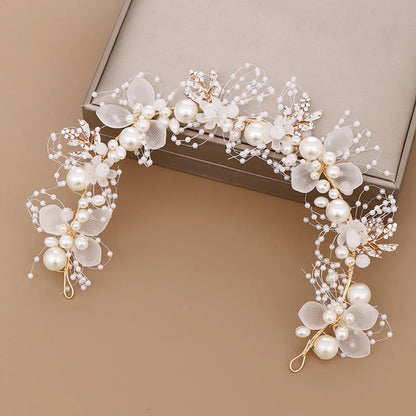 Retro Fashion Flower Alloy Inlay Artificial Crystal Artificial Pearl Hair Band