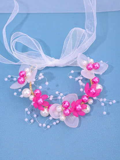 Retro Fashion Flower Alloy Inlay Artificial Crystal Artificial Pearl Hair Band