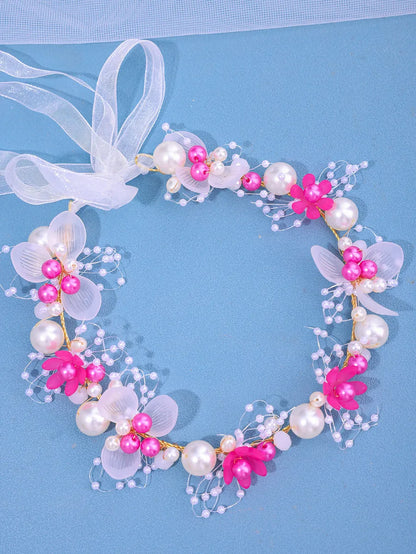 Retro Fashion Flower Alloy Inlay Artificial Crystal Artificial Pearl Hair Band