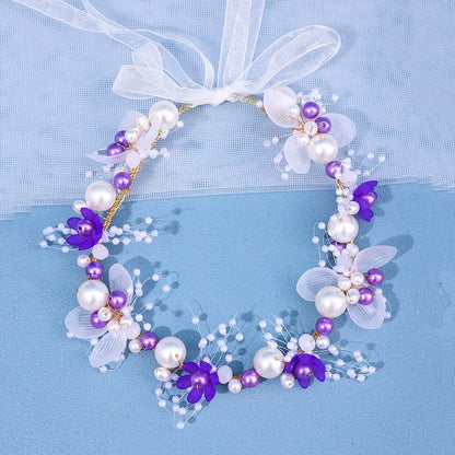 Retro Fashion Flower Alloy Inlay Artificial Crystal Artificial Pearl Hair Band