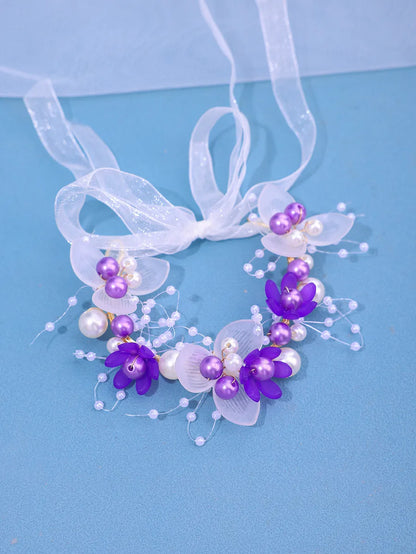 Retro Fashion Flower Alloy Inlay Artificial Crystal Artificial Pearl Hair Band