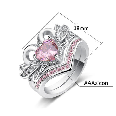 Retro Fashion Heart Shape Crown Alloy Inlay Zircon Rings