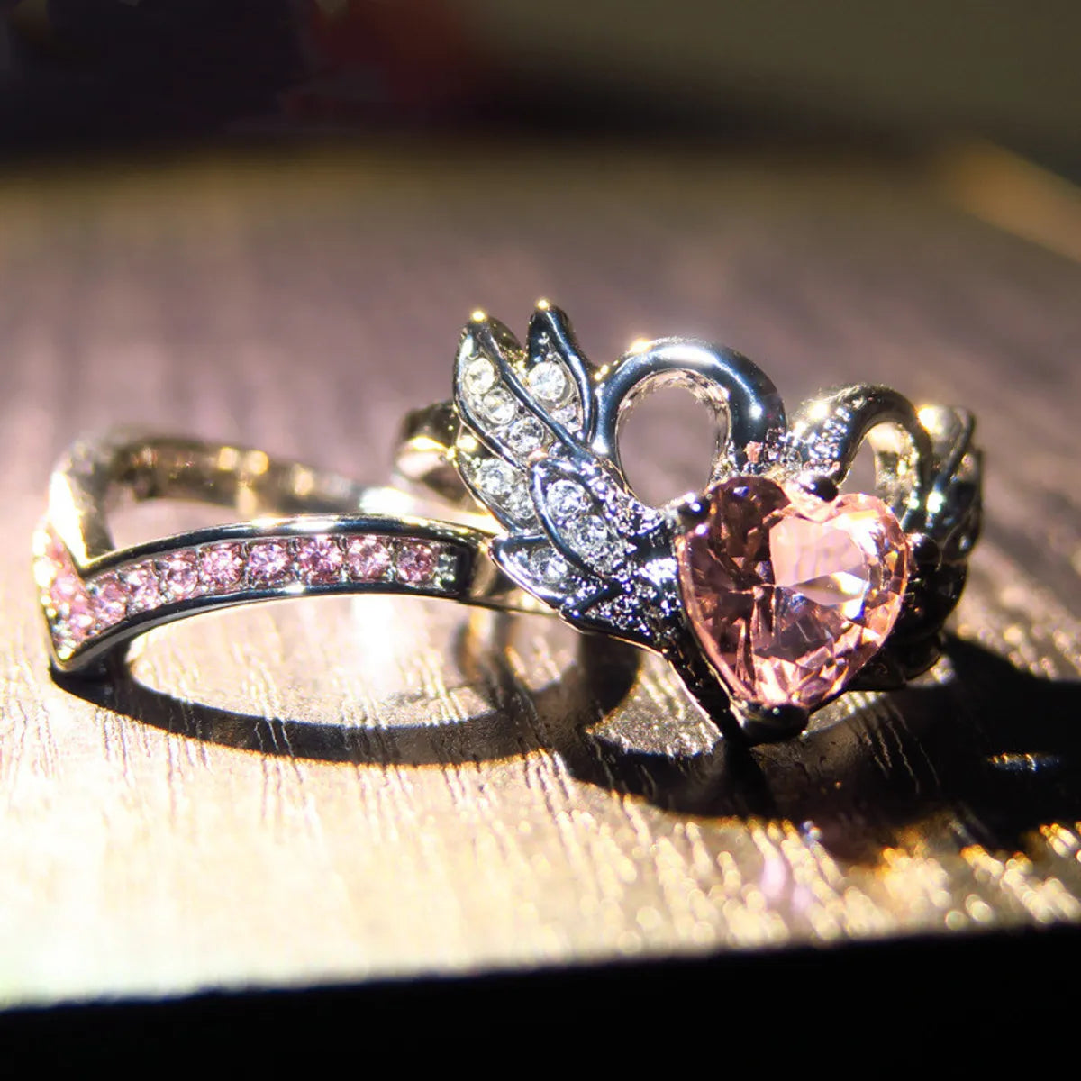 Retro Fashion Heart Shape Crown Alloy Inlay Zircon Rings