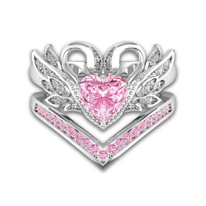 Retro Fashion Heart Shape Crown Alloy Inlay Zircon Rings