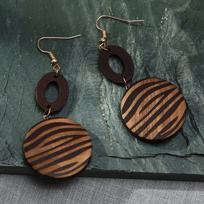 Geometric Wood No Inlaid Earrings