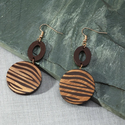 Geometric Wood No Inlaid Earrings