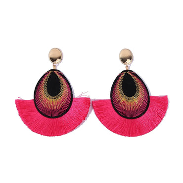 Retro Feather Cloth Embroidery Women'S Drop Earrings