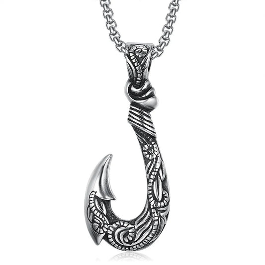 Retro Fishhook Metal Plating Men'S Pendant Necklace