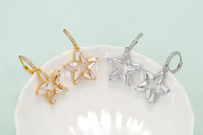 Retro Five-Pointed Star Hollow Earrings Wholesale Nihaojewelry