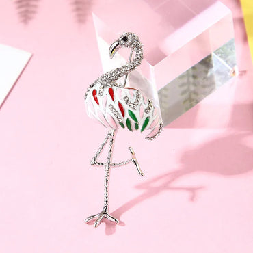 Retro Flamingo Alloy Inlay Artificial Gemstones Women'S Brooches