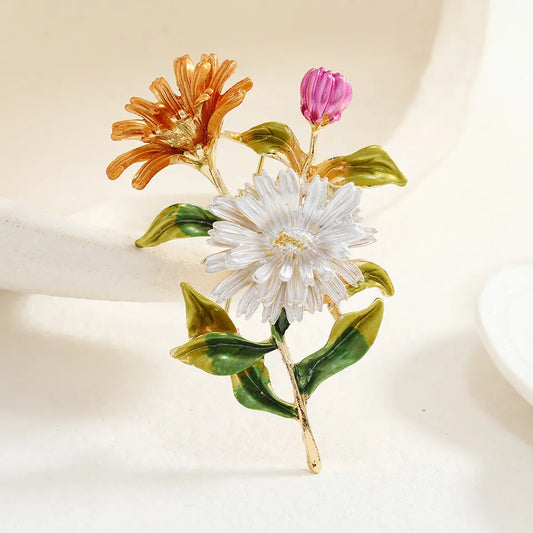 Retro Flower Alloy Enamel Women'S Brooches