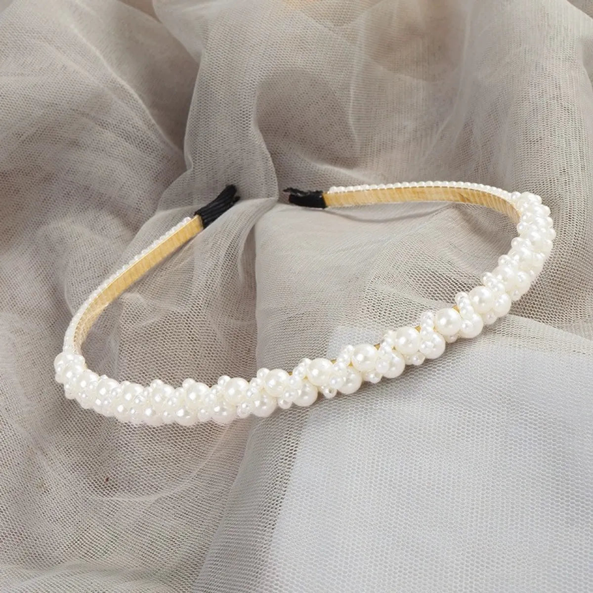 Retro Flower Alloy Handmade Artificial Pearls Hair Band