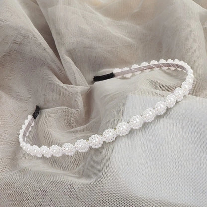 Retro Flower Alloy Handmade Artificial Pearls Hair Band