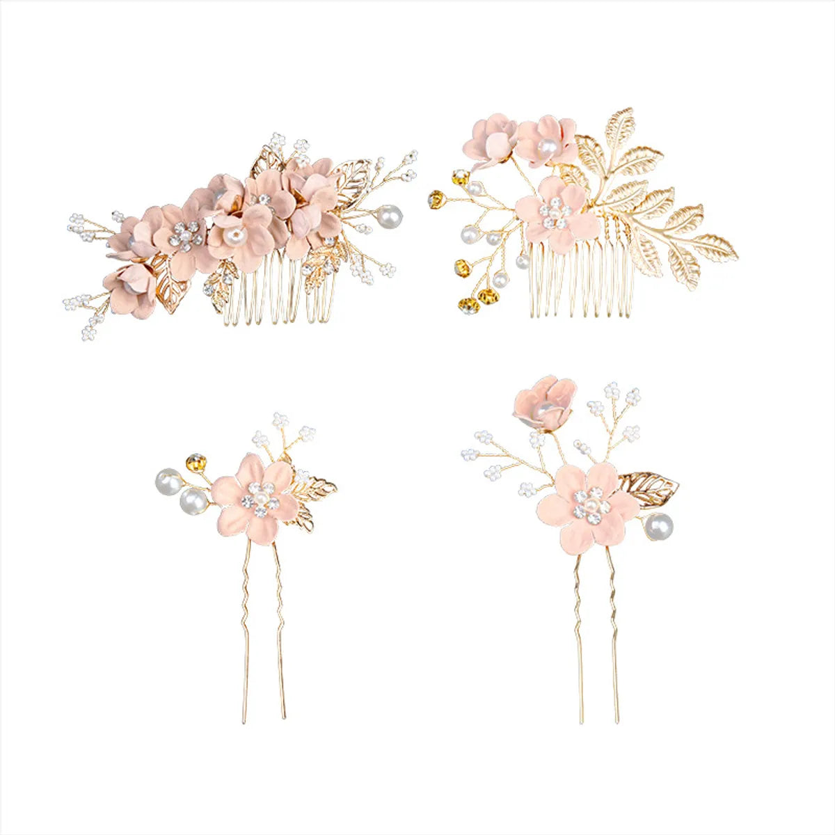 Retro Flower Alloy Handmade Artificial Pearls Hair Combs