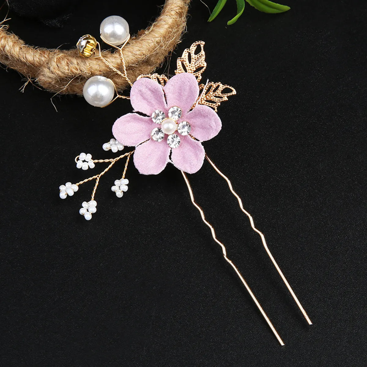 Retro Flower Alloy Handmade Artificial Pearls Hair Combs