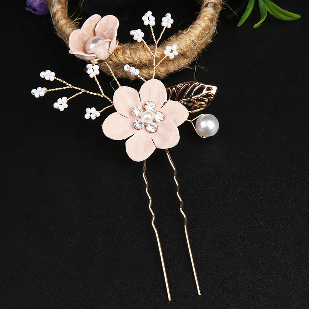 Retro Flower Alloy Handmade Artificial Pearls Hair Combs