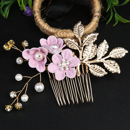 Retro Flower Alloy Handmade Artificial Pearls Hair Combs