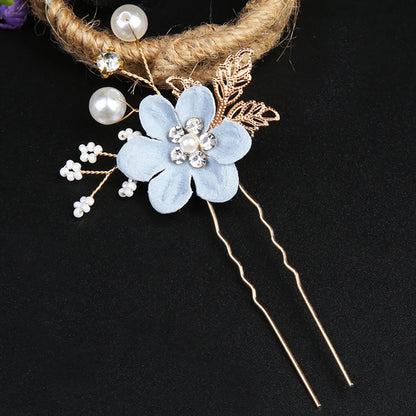 Retro Flower Alloy Handmade Artificial Pearls Hair Combs