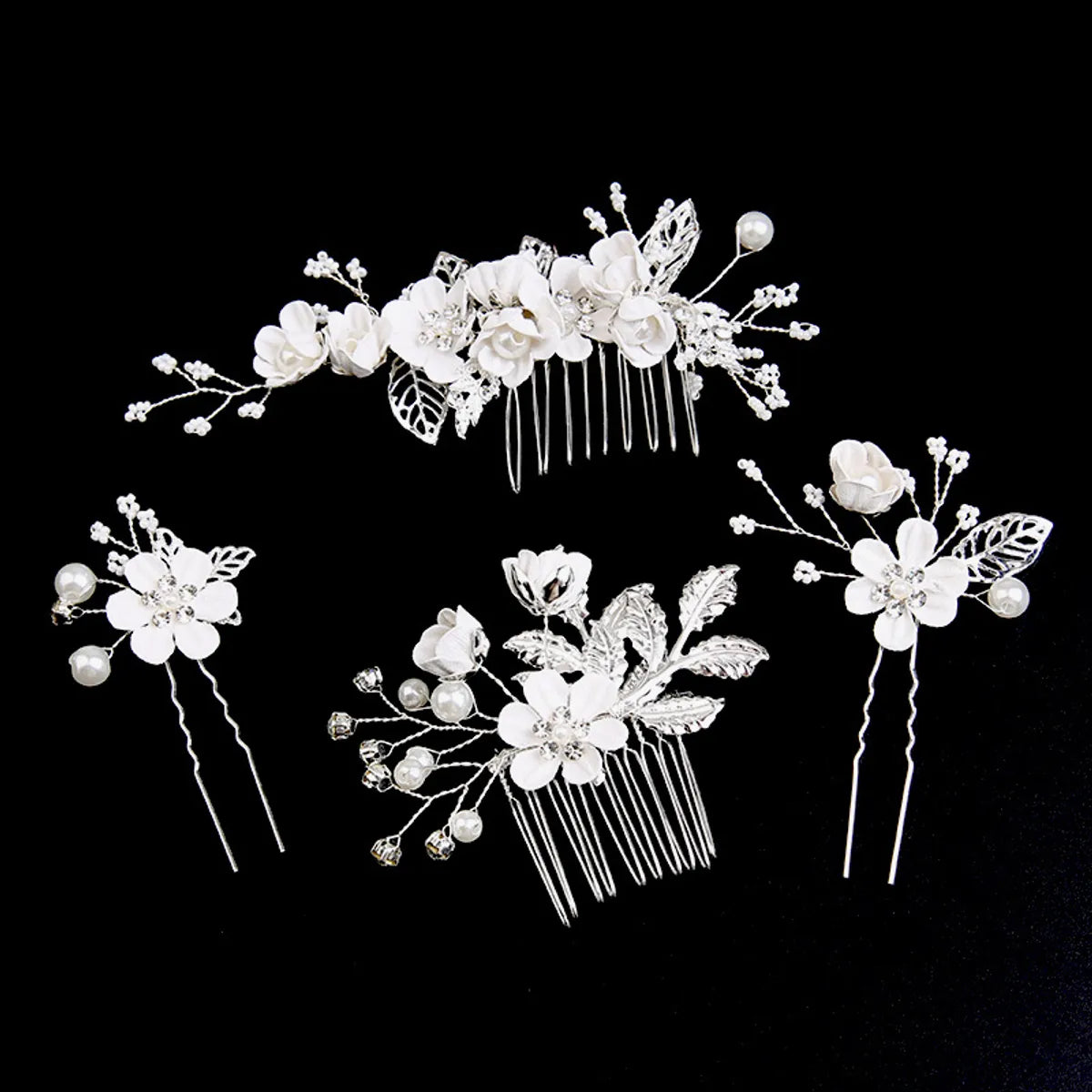 Retro Flower Alloy Handmade Artificial Pearls Hair Combs