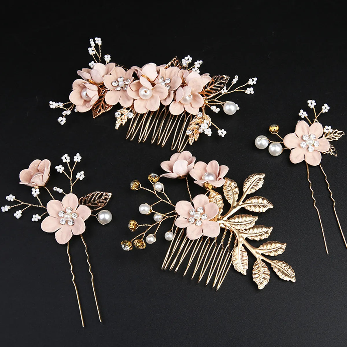 Retro Flower Alloy Handmade Artificial Pearls Hair Combs