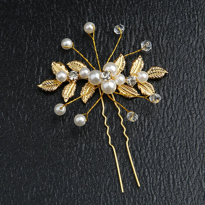 Retro Flower Alloy Handmade Artificial Rhinestones Artificial Pearls Hairpin