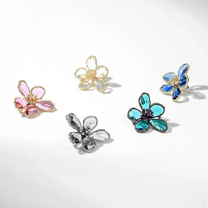 Retro Flower Alloy Inlay Artificial Crystal Rhinestones Women'S Brooches