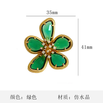 Retro Flower Alloy Inlay Artificial Crystal Rhinestones Women'S Brooches